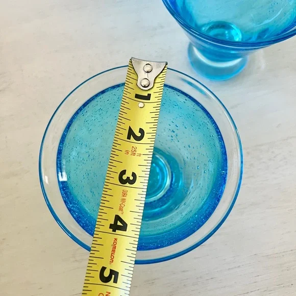 Anthropologie Blue Bubble Stemless Martini Glasses Set of 4 - Picture 11 of 12